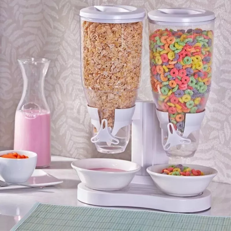 DISPENSADOR DOBLE DE CEREALES Y ALIMENTO